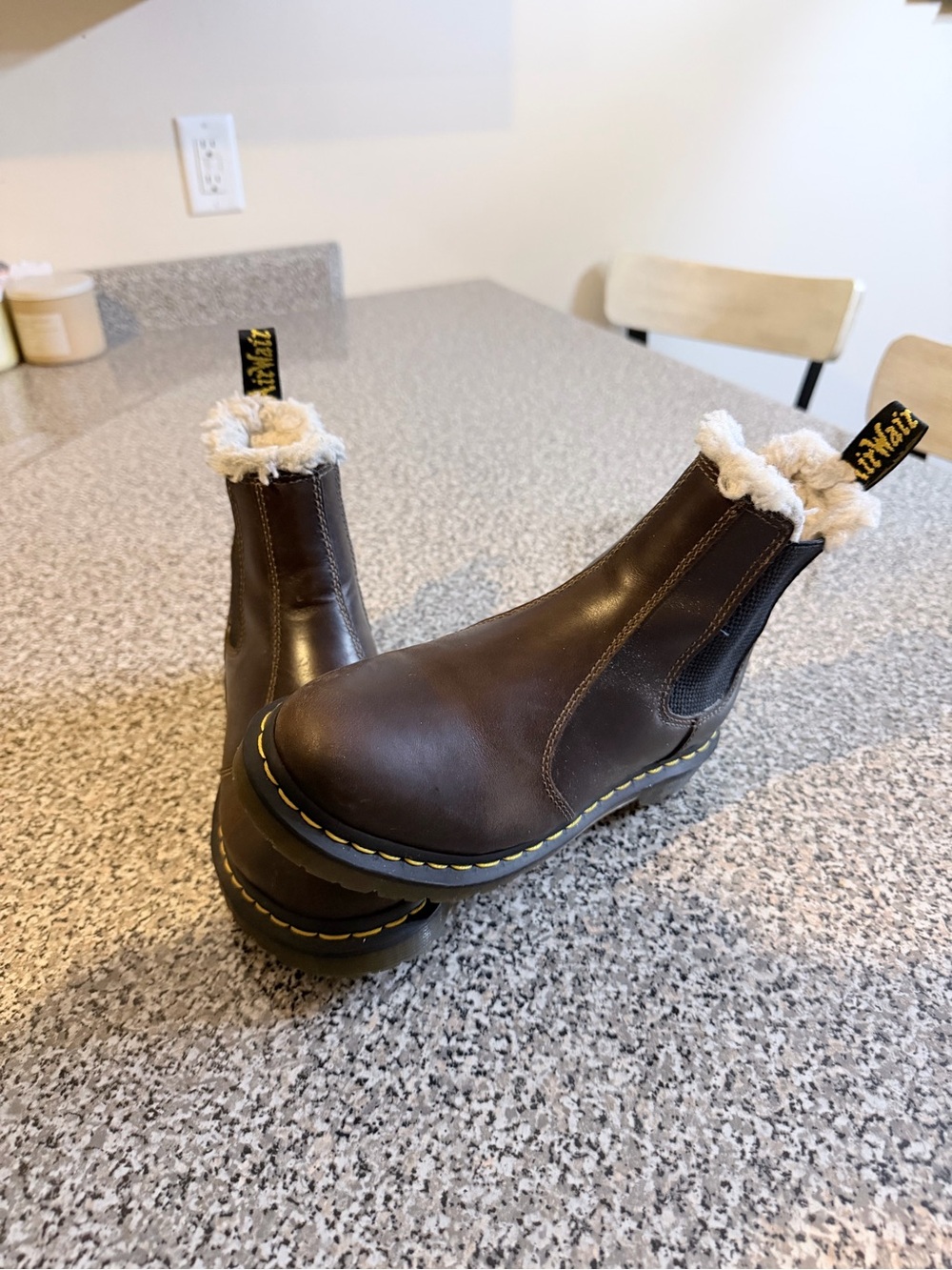 Dr. Martens women’s size 6 Dark Brown Faux-Fur Chelsea Boots